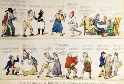 رسم كاريكاتوري يصور حفلة سن الرشد الخامسة لدوق روتلاند ، 1799 بواسطة إسحاق كروكشانك